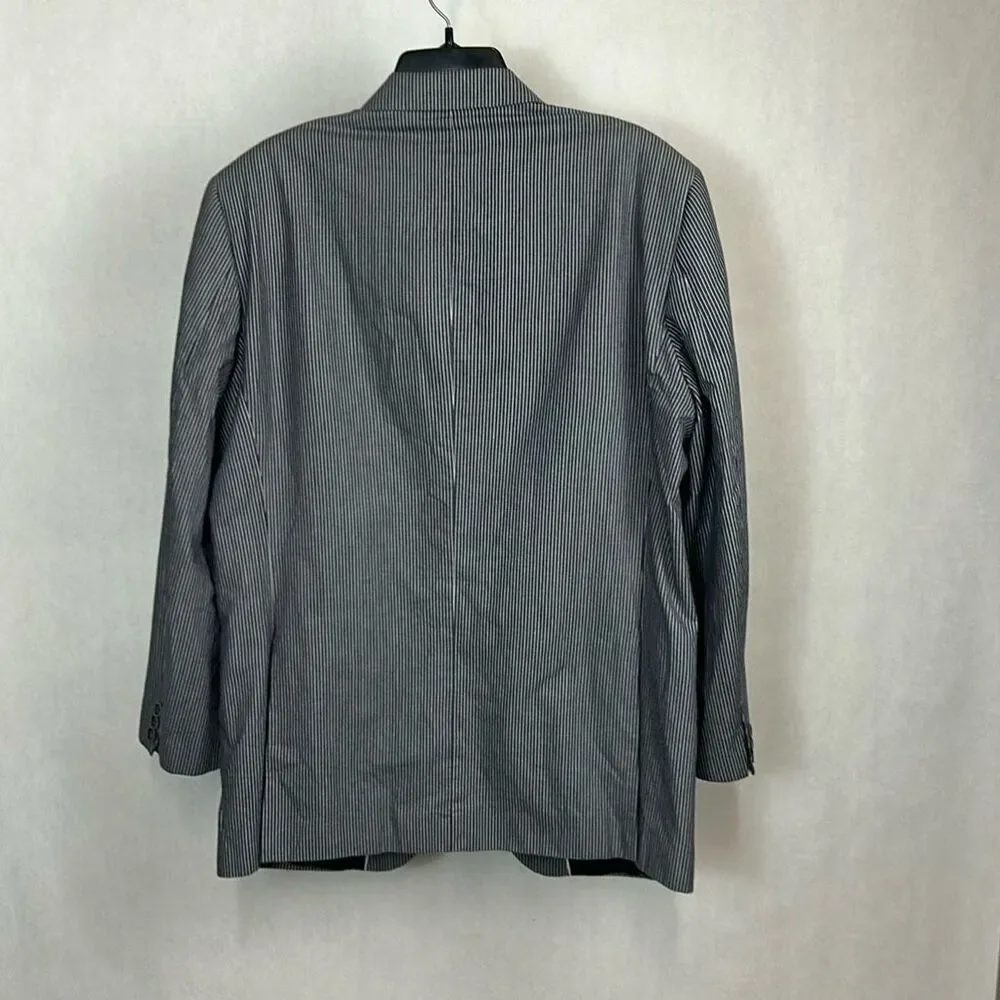 Austin Reed Mens Striped Blazer Sz XLarge Pure Cotton Gray White Suit Coat